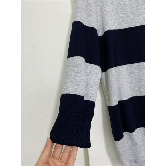 JCP Pullover Sweater Top Womens Size M Black Striped Cashmere Blend Sleeve 3/4 - Picture 6 of 14